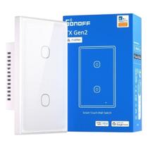 Interruptor Inteligente Sonoff T6-2C-120M Parede 2 Botões Wi-Fi Controle Remoto Compatível Alexa Google Home Automação Residencial