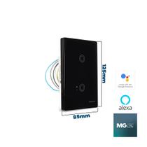 Interruptor inteligente touch 2 Tecla Smart link Preto 22095 Margirius
