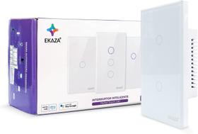 Interruptor Inteligente Touch borda 2.5 D Zigbee 2 Botões Branco Google home e Alexa -EKAT-T307-2ZW Interruptor Inteligente Touch borda 2.5 D Zigbee 2 Botões Branco Google home e Alexa -EKAT-T307-2ZW
