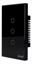 Interruptor Inteligente Touch Wi-fi Ekaza 3 Botões Preto Interruptor Inteligente Touch Wi-fi Ekaza 3 Botões Preto