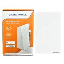 Interruptor inteligente Touch Zigbee com 3 botões ZTS-3WB Nova Digital