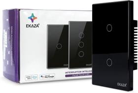 Interruptor Inteligente Wi-F 2 Botões 4x2 PRETO Google home e Alexa EKAZA EKAT-T307-2P Interruptor Inteligente Wi-F 2 Botões 4x2 PRETO Google home e Alexa EKAZA EKAT-T307-2P