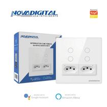 Interruptor Inteligente Wi-Fi 4 Botões 4x4 com 2 Tomada Branco Alexa NovaDigital IT-WK-4x4-W Interruptor Inteligente Wi-Fi 4 Botões 4x4 com 2 Tomada Branco Alexa NovaDigital IT-WK-4x4-W