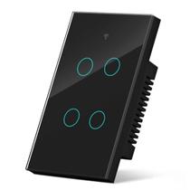 Interruptor Inteligente Wi Fi 4 Botões Touch Smart Preto