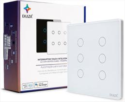 Interruptor Inteligente Wi-fi EKAZA Touch 6 Botões Branco