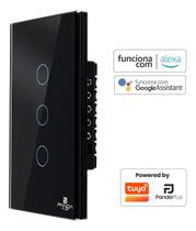 Interruptor Inteligente Wi-fi Smart 3 Botões Alexa Google Siri - Preto