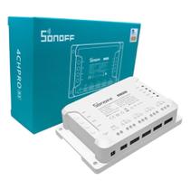Interruptor Inteligente Wi-Fi Sonoff 4CHPROR3 8800W Controle Remoto 4 Canais Compatível Alexa Google Home Automação Residencial