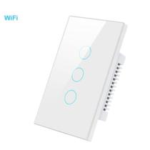 Interruptor Inteligente Wi-Fi Touch 3 Botões S-n com Controle por Voz Alexa e Google Branco OEM