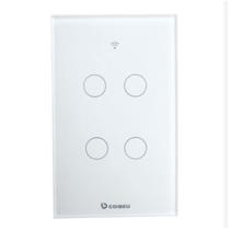 Interruptor Inteligente Wi-Fi Touch 4 Botões C-n Controle por Voz Alexa e Google Branco OEM