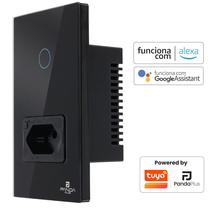 Interruptor Inteligente Wifi 1 Botão Touch 1 Tomada 16A Bivolt Smartlife Tuya PandaPlus Alexa Google Comando Voz e App