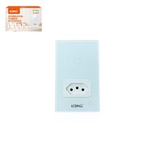 Interruptor Inteligente WiFi 1 Botão Touch 1 Tomada Com Painel De Vidro Temperado - LELONG