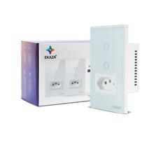 Interruptor Inteligente Wifi 2 Botões Touch e 1 Tomada 20A Branco Ekaza Alexa e Google