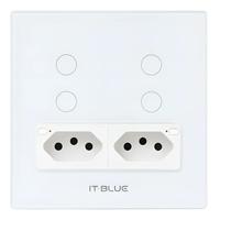 Interruptor Inteligente Wifi 4 Botões 2 Tomada 4x4 Alexa Branco Interruptor Inteligente Wifi 4 Botões 2 Tomada 4x4 Alexa Branco