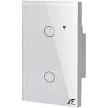 Interruptor Inteligente WiFi Controle Por Aplicativo E Comando De Voz E RF433, Paralelo, 2 Botões Tecla Touch, Acabamento Em Vidro
