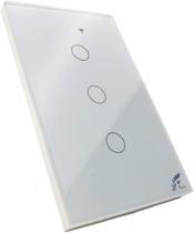 Interruptor Inteligente WiFi Controle Por Aplicativo E Comando De Voz E RF433, Paralelo, 3 Botões Tecla Touch, Acabamento Em Vidro Interruptor Inteligente WiFi Controle Por Aplicativo E Comando De Voz E RF433, Paralelo, 3 Botões Tecla Touch, Acabamento Em Vidro
