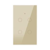 Interruptor Inteligente WiFi Dourado E Cinza Com Fio Neutro Único, Controle Por Toque Universal,