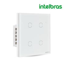 Interruptor Inteligente Wifi Touch 4 Teclas Smart Branco Intelbras Compatível Voz Alexa Google Assistente Iluminação Led