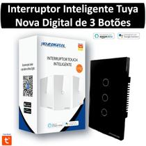 Interruptor Inteligente Wifi Tuya Nova Digital de 3 Botões Lite Preto
