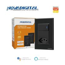 Interruptor Inteligente ZigBee 1 Botão Físico Com Tomada 20A 4x2 Smart Life Alexa Google Preto Interruptor Inteligente ZigBee 1 Botão Físico Com Tomada 20A 4x2 Smart Life Alexa Google Preto