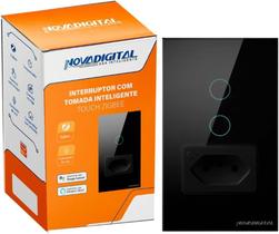Interruptor Inteligente Zigbee 2 Botões 1 Tomada 20A Alexa Smart Life NovaDigital PRETO ZIT-WK-02-B
