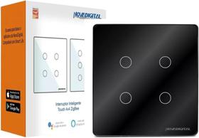 Interruptor Inteligente Zigbee 4x4 de 4 Botões Preto NOVADIGITAL