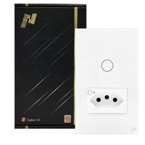 Interruptor Inteligente Zigbee com 1 Botão Touch e Tomada Compatível Alexa google e Tuya - Branco Interruptor Inteligente Zigbee com 1 Botão Touch e Tomada Compatível Alexa google e Tuya - Branco