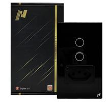 Interruptor Inteligente Zigbee com 2 Botões Touch e Tomada Compatível Alexa google e Tuya - Preto