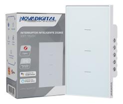 Interruptor Inteligente Zigbee Linha Quartzo Novadigital 10 A 3 Botões Branco QZ-3W