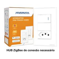 Interruptor Inteligente Zigbee Novadigital 1 Tecla Física Click Com 1 Tomada 20a Tuya Smart Life Alexa Google 110V 220V Bivolt NTZB01W Branco