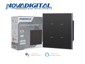 Interruptor Inteligente Zigbee Soft Touch 4 teclas Quartzo da NovaDigital QZ-4x4-04-B - PRETO Interruptor Inteligente Zigbee Soft Touch 4 teclas Quartzo da NovaDigital QZ-4x4-04-B - PRETO