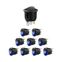 Interruptor LED Redondo De 12V Com Luz Azul, Controle On-Off Para Carro, Caminhão E Marinha