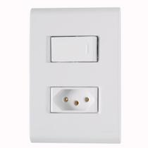 Interruptor Liz c/ 1 Tecla Simples + Tomada 2P+T 20A 250V c/ Placa Branca - Tramontina