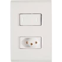 Interruptor Liz Tramontina 1 Tecla Paralela + Tomada 2P + T 10A/250V com Placa Branca