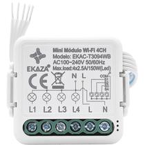 Interruptor Mini Módulo Embutido com clipe 4 Canais, Wi-Fi + Bluetooth, EKAC-T3094WB