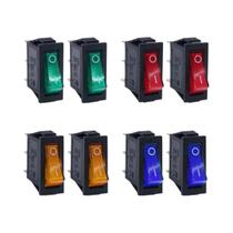 Interruptor Mini Rocker Iluminado LED 8/24Pcs AC 250V/15A 125V/20A SPST 3 Pinos 2 Posições Para DIY