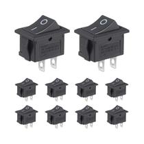 Interruptor Mini Rocker Preto De 2 Pinos E 2 Posições, 10 Peças Para Carro E Marinha, Tipo Snap-in
