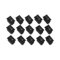 Interruptor Mini Rocker Preto E Vermelho 15pcs SPST Snap-in AC 250V 3A 125V 6A 2 Pinos On-off