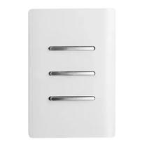 Interruptor Novara Branco E Cromado 3 Teclas Simples 4x2 Com Placa Dicompel
