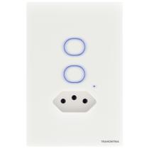 Interruptor Onne Smart Tramontina Branco com 2 Canais e 1 Tomada 2P+T 10 A 250 V Interruptor Onne Smart Tramontina Branco com 2 Canais e 1 Tomada 2P+T 10 A 250 V