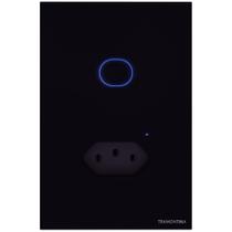 Interruptor Onne Touch Smart Tramontina Preto com 1 Canal e 1 Tomada 2P+T 10 A 250 V