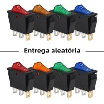 Interruptor Oscilante Iluminado LED Amarelo Vermelho Verde 12pcs 3 Pinos 2 Posições Liga / Desliga