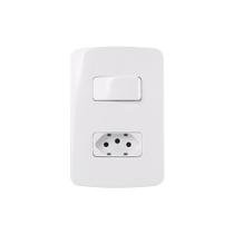 Interruptor Paralelo 10A e Tomada 2P+T 10A MarGirius B3 com Placa 4x2 Branco