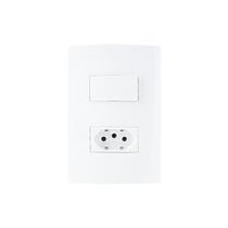 Interruptor Paralelo 10A e Tomada 2P+T 10A MarGirius Sleek com Placa 4x2 Branco