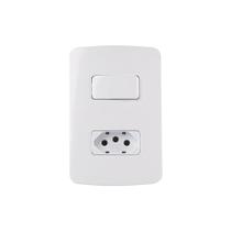 Interruptor Paralelo 10A e Tomada 2P+T 20A MarGirius B3 com Placa 4x2 Branco