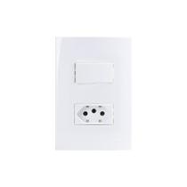 Interruptor Paralelo 10A e Tomada 2P+T 20A MarGirius Sleek com Placa 4x2 Branco