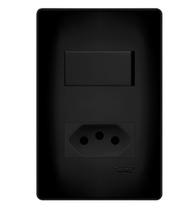 Interruptor Paralelo 16A + Tomada 20A Placa4X2 Habitat Black