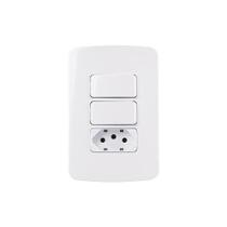 Interruptor Paralelo Duplo 10a E Tomada 2p+t 10a Margirius B3 Com Placa 4x2 Branco Interruptor Paralelo Duplo 10a E Tomada 2p+t 10a Margirius B3 Com Placa 4x2 Branco