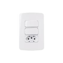 Interruptor Paralelo Duplo 10A e Tomada 2P+T 10A MarGirius B3 com Placa 4x2 Branco