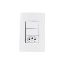 Interruptor Paralelo Duplo 10A e Tomada 2P+T 20A MarGirius Sleek com Placa 4x2 Branco Interruptor Paralelo Duplo 10A e Tomada 2P+T 20A MarGirius Sleek com Placa 4x2 Branco