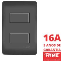 Interruptor Paralelo Three Way 2 Teclas 10A Com Placa 4x2 Habitat Black FAME